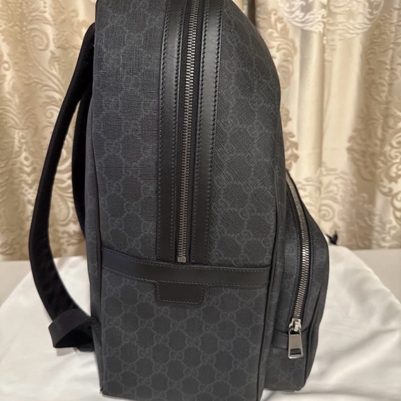 Gucci GG Supreme Black Canvas Leather Monogram Backpack 322069 NEW NWT 16x 12x 7 - Picture 2 of 16